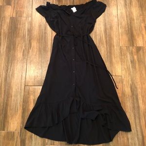 Loft Black High-Low Button Dress